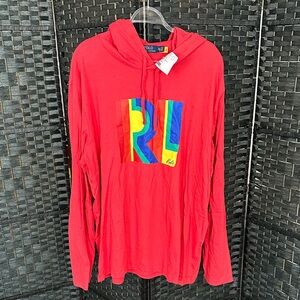 Polo Ralph Lauren Red Hoodie with Colorful Logo